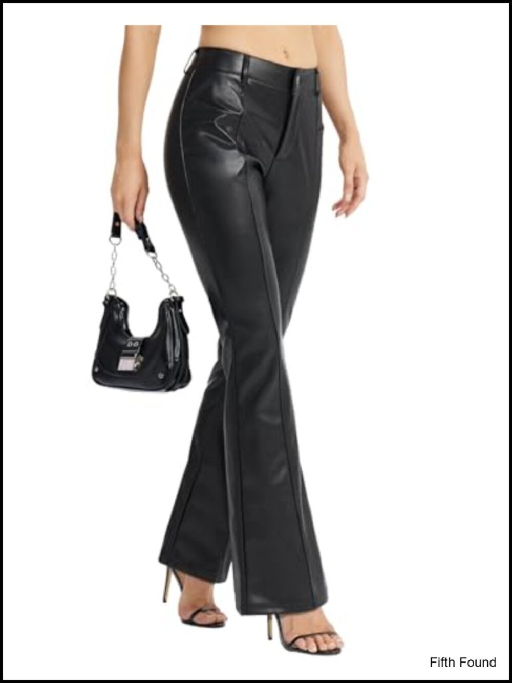 Faux Leather Bootcut Pants PU Flared Trousers Women Casual